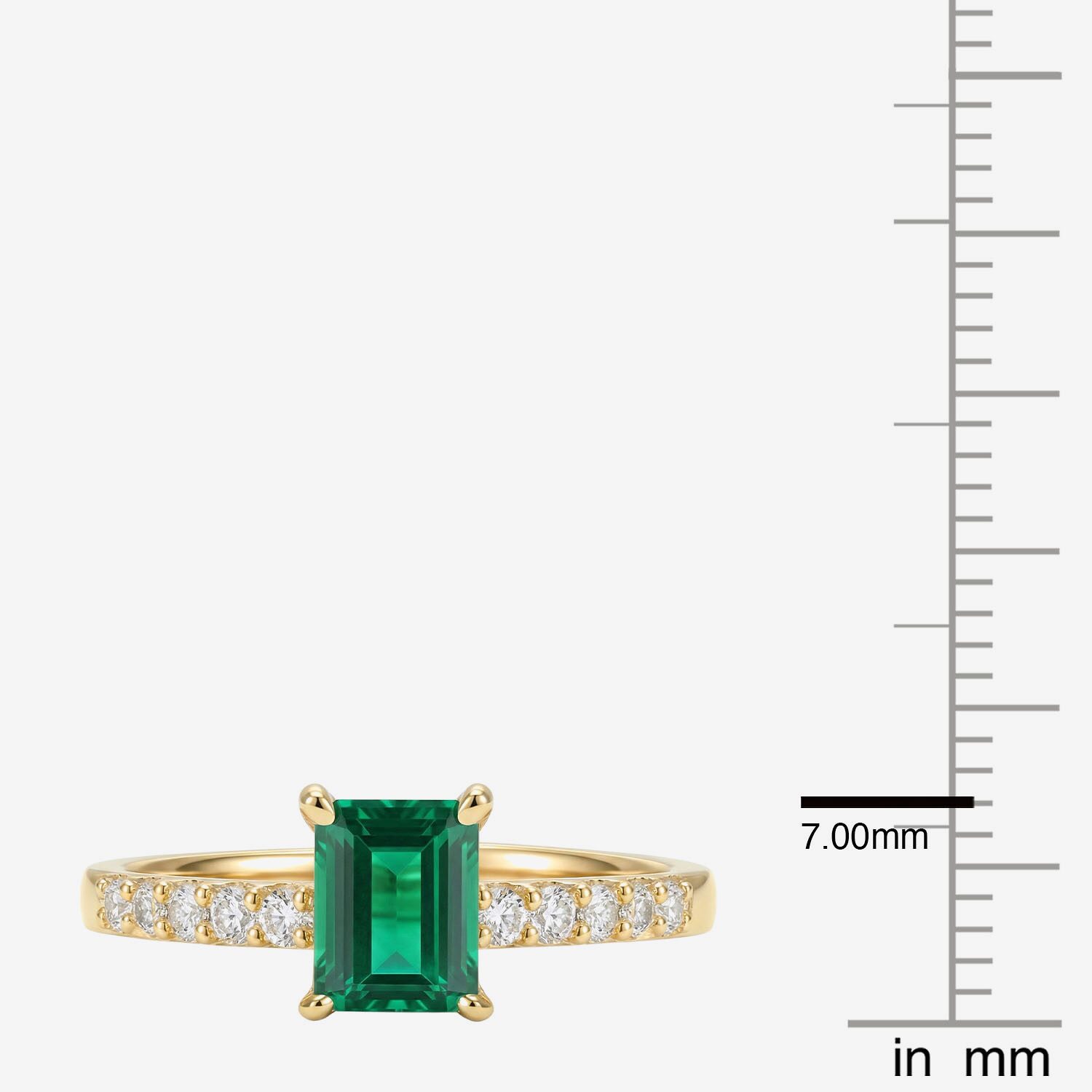 Yes, Please! Womens Lab Created Green Emerald Sterling Silver Side Stone Cocktail Ring