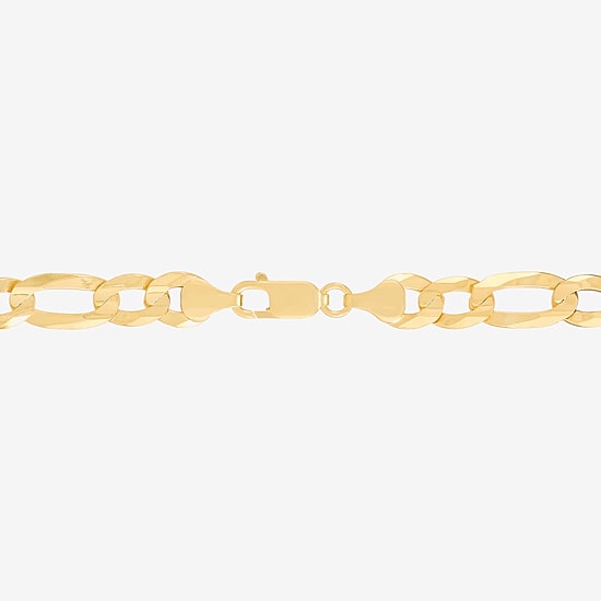 Made in Italy Mens 14K Gold Over Silver 8 1/2 Inch Solid Figaro Chain Bracelet