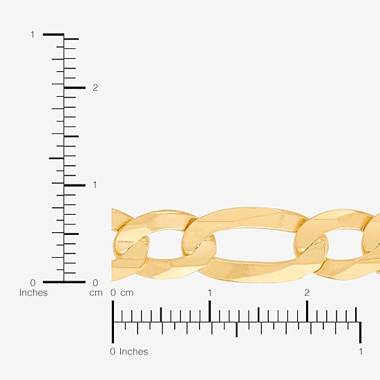 Made in Italy Mens 14K Gold Over Silver 8 1/2 Inch Solid Figaro Chain Bracelet
