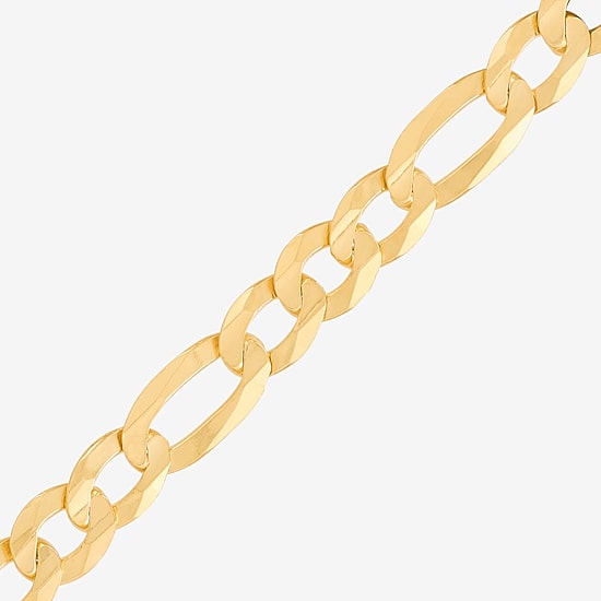 Made in Italy Mens 14K Gold Over Silver 8 1/2 Inch Solid Figaro Chain Bracelet