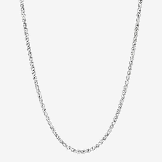 Made in Italy Womens Sterling Silver 18 Inch Wheat Chain Necklace