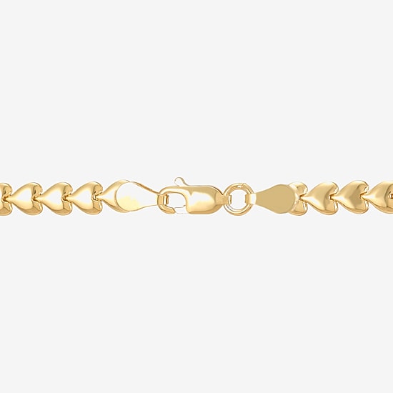 Made in Italy Womens 14K Gold Over Silver 9 Inch Hollow Stampato Chain Bracelet