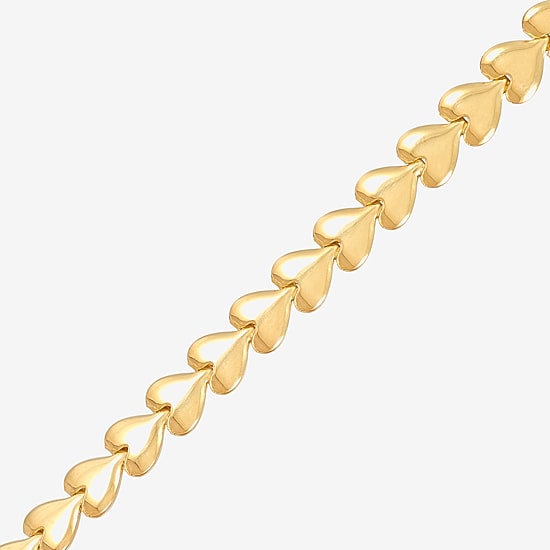 Made in Italy Womens 14K Gold Over Silver 9 Inch Hollow Stampato Chain Bracelet