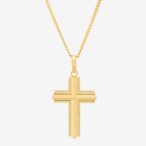 Cross Mens 14K Gold Over Silver Cross 22 Inch Pendant Necklace, One Size, Yellow