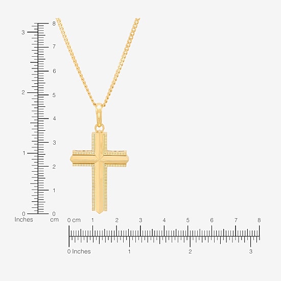 Cross Mens 14K Gold Over Silver Cross 22 Inch Pendant Necklace