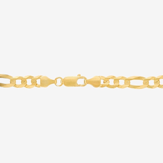 Made in Italy Mens 14K Gold Over Silver 8 1/2 Inch Hollow Figaro Chain Bracelet