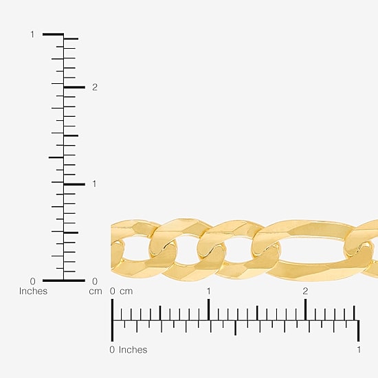 Made in Italy Mens 14K Gold Over Silver 8 1/2 Inch Hollow Figaro Chain Bracelet