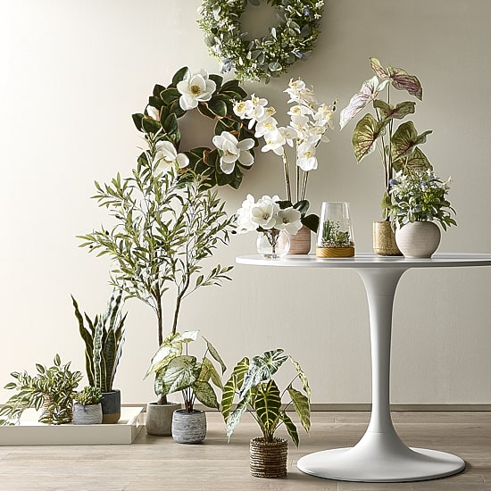 Linden Street 8in  White Magnolia Artificial Plant