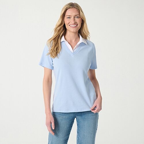 Gloria Vanderbilt Womens Short Sleeve Layered Top, X-large, Blue