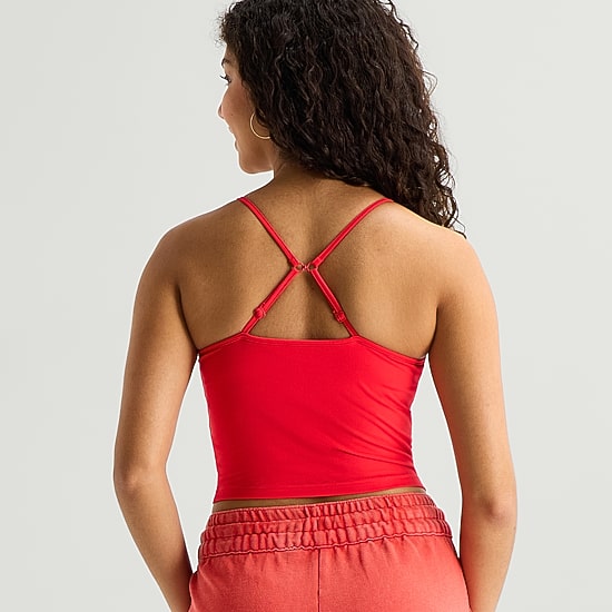 Arizona Womens Juniors Built In Bra Scoop Neck Sleeveless Camisole