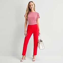 ladies red dress pants Classic DPYP Dress Pant Yoga Pant | Straight (Red)