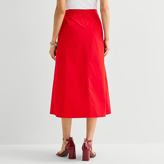 Liz Claiborne Womens Midi A-Line Skirt