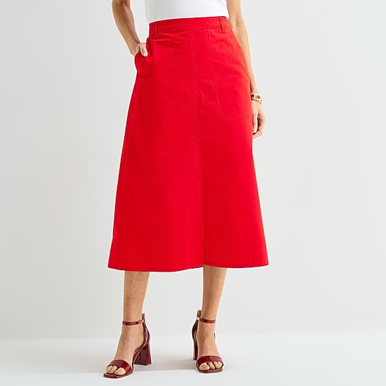 Liz Claiborne Womens Midi A-Line Skirt