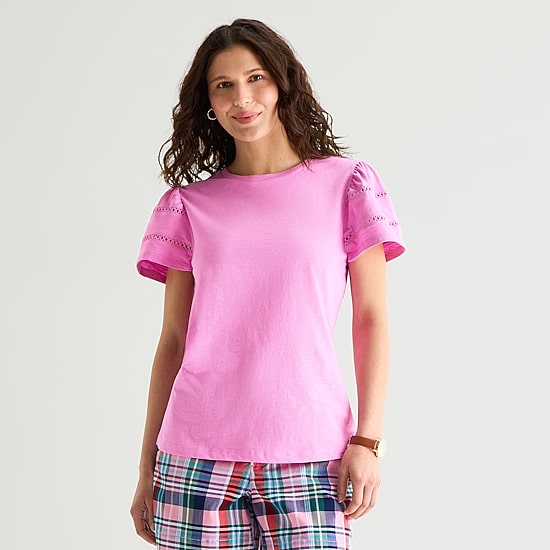 St. John's Bay Womens Round Neck Short Sleeve T-Shirt