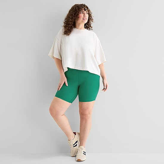 Xersion EverContour+ Womens 7" High Rise Plus Stretch Fabric Quick Dry Bike Short
