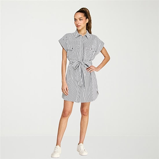 belle vie Womens Short Sleeve Shirt Dress