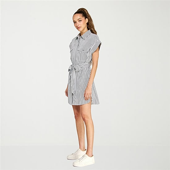belle vie Womens Short Sleeve Shirt Dress