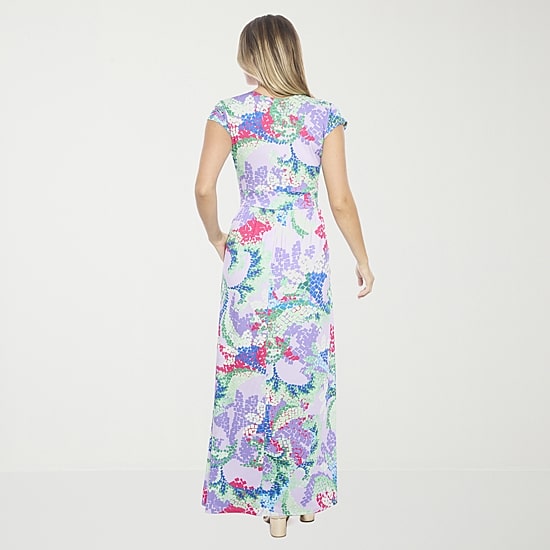 24seven Comfort Apparel Womens V Neck Sleeveless Cap Maxi Dress