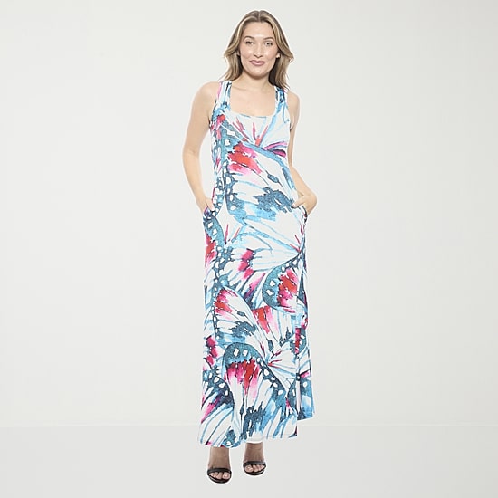 24seven Comfort Apparel Womens Scoop Neck Sleeveless Maxi Dress