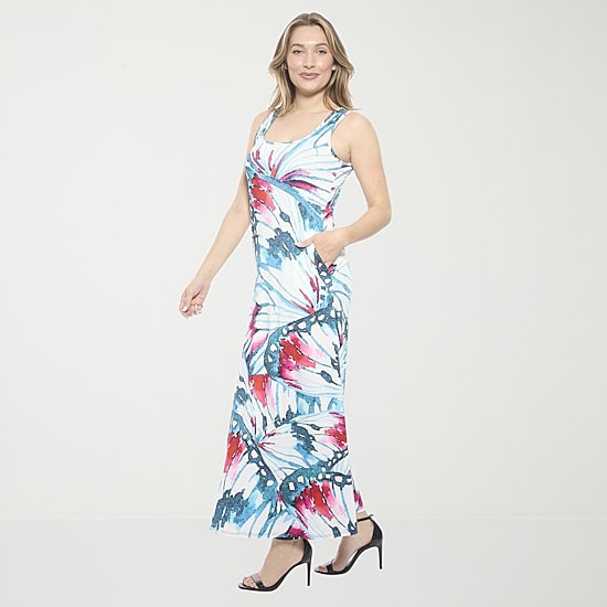24seven Comfort Apparel Womens Scoop Neck Sleeveless Maxi Dress