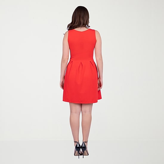 24seven Comfort Apparel Womens Scoop Neck Sleeveless Fit + Flare Dress