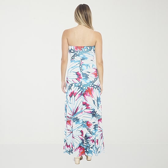 24seven Comfort Apparel Womens Straight Neck Sleeveless Abstract A-Line Dress