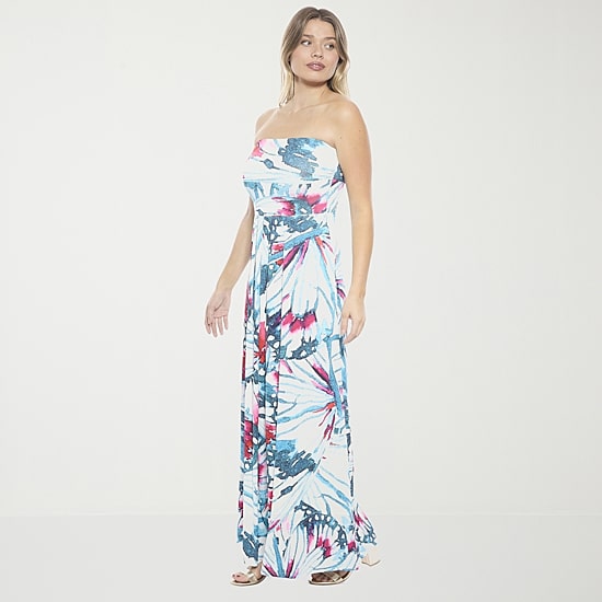 24seven Comfort Apparel Womens Straight Neck Sleeveless Abstract A-Line Dress