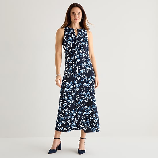Studio 1 Womens Keyhole Neck Sleeveless Maxi Dress