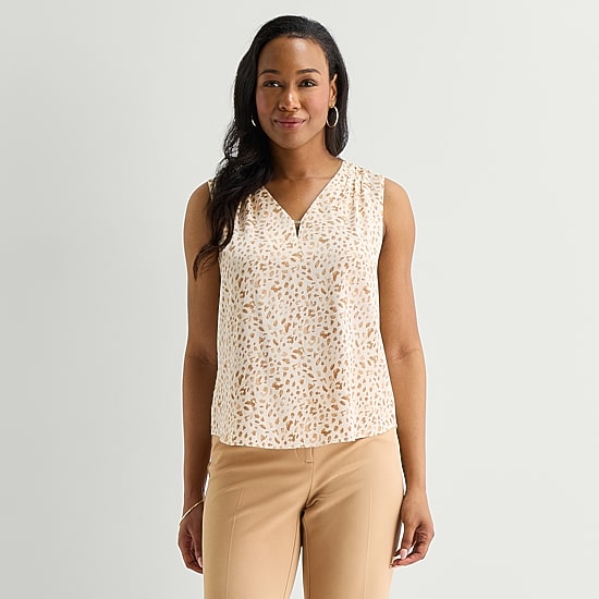 Black Label by Evan-Picone Womens V Neck Sleeveless Blouse