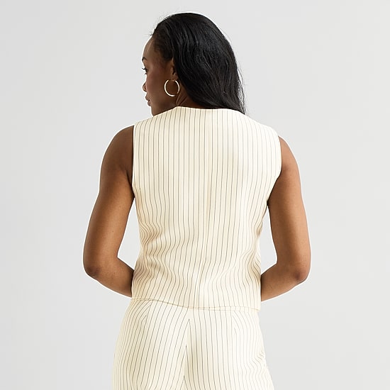 Black Label by Evan-Picone Womens Striped Classic Fit Suit Vest