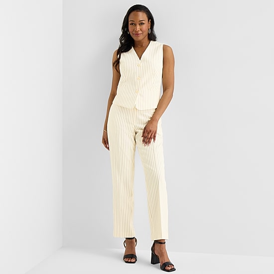Black Label by Evan-Picone Womens Striped Classic Fit Suit Vest