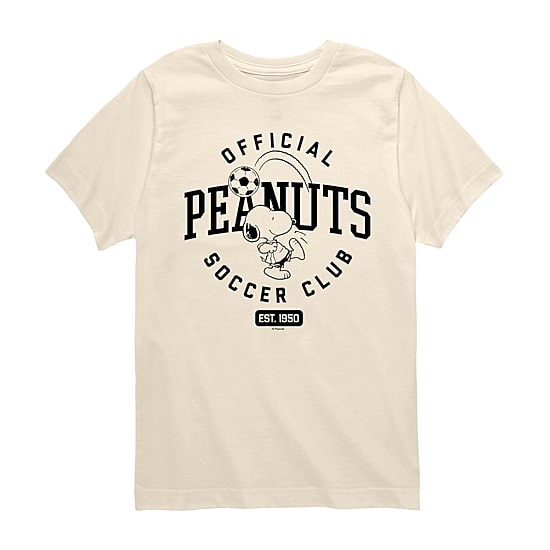 Soccer Club Little & Big Kid Boys Crew Neck Short Sleeve Regular Fit Peanuts Snoopy Graphic T-Shirt