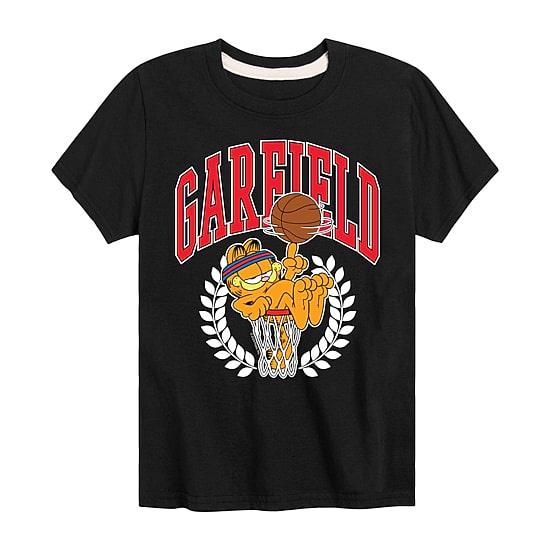 Basket Ball Little & Big Kid Boys Crew Neck Short Sleeve Regular Fit Garfield Graphic T-Shirt