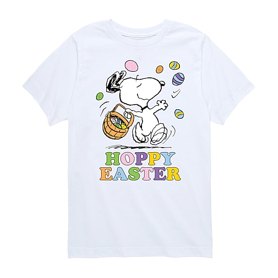 Hoppy Easter Little & Big Kid Boys Crew Neck Short Sleeve Regular Fit Peanuts Snoopy Graphic T-Shirt
