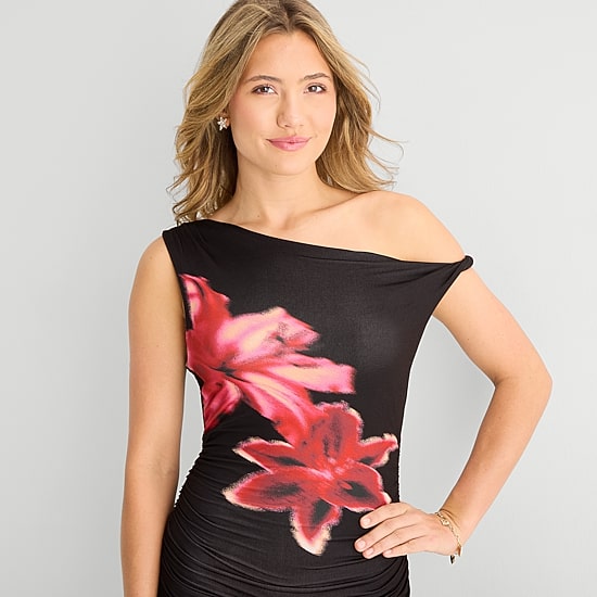 Forever 21 Womens Juniors Asymmetrical Neck Sleeveless Off the Shoulder Bodycon Dress