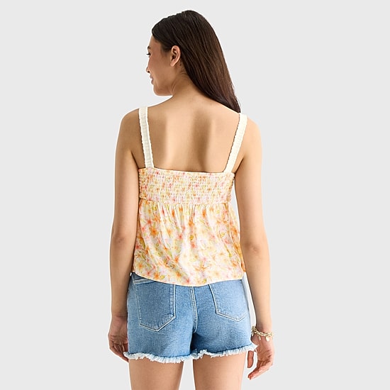 Arizona Womens Juniors Square Neck Sleeveless Tank Top