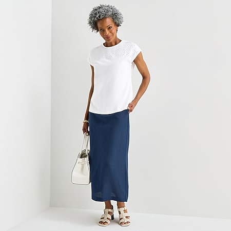 Worthington Womens Smocked Waist Skirt, Color: Polar Bear Blue