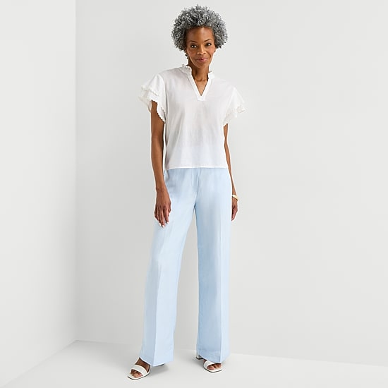 Liz Claiborne Linen Womens Wide Leg Mid Rise Pull-On Pant