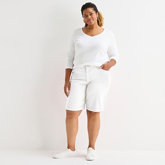 St. John's Bay Womens 11" Mid Rise Plus Bermuda Short