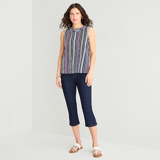 St. John's Bay Womens Round Neck Sleeveless Blouse