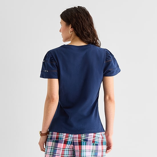 St. John's Bay Womens Round Neck Short Sleeve T-Shirt