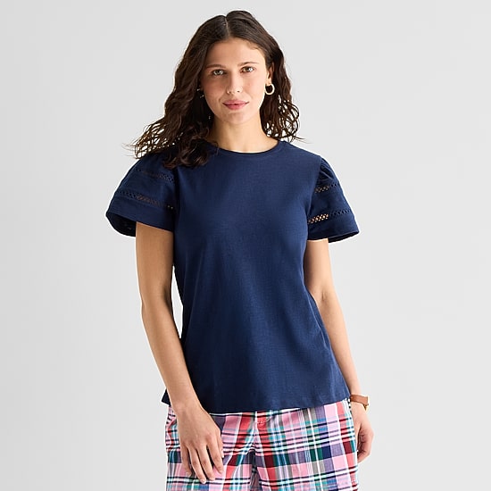 St. John's Bay Womens Round Neck Short Sleeve T-Shirt
