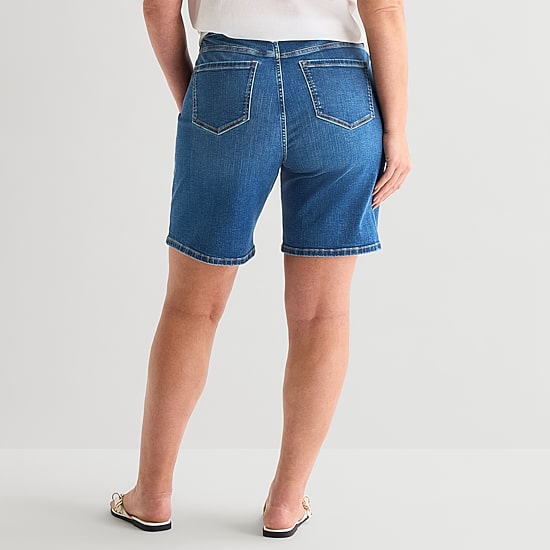 Liz Claiborne Lana Womens 9" High Rise Plus Denim Short