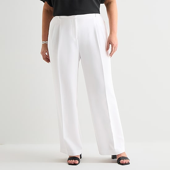 Liz Claiborne Charlotte Womens Plus Wide Leg Mid Rise Trouser