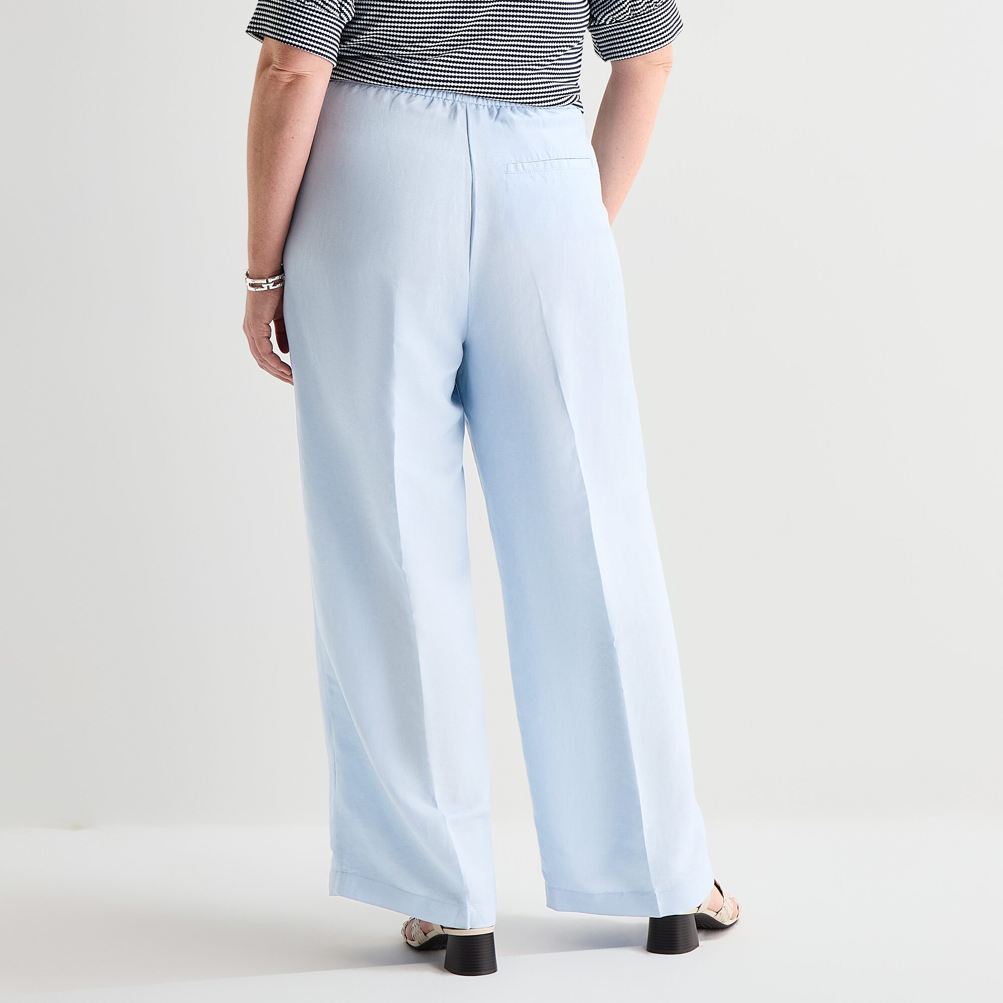 Liz Claiborne Linen Womens Plus Straight High Rise Pull-On Pant