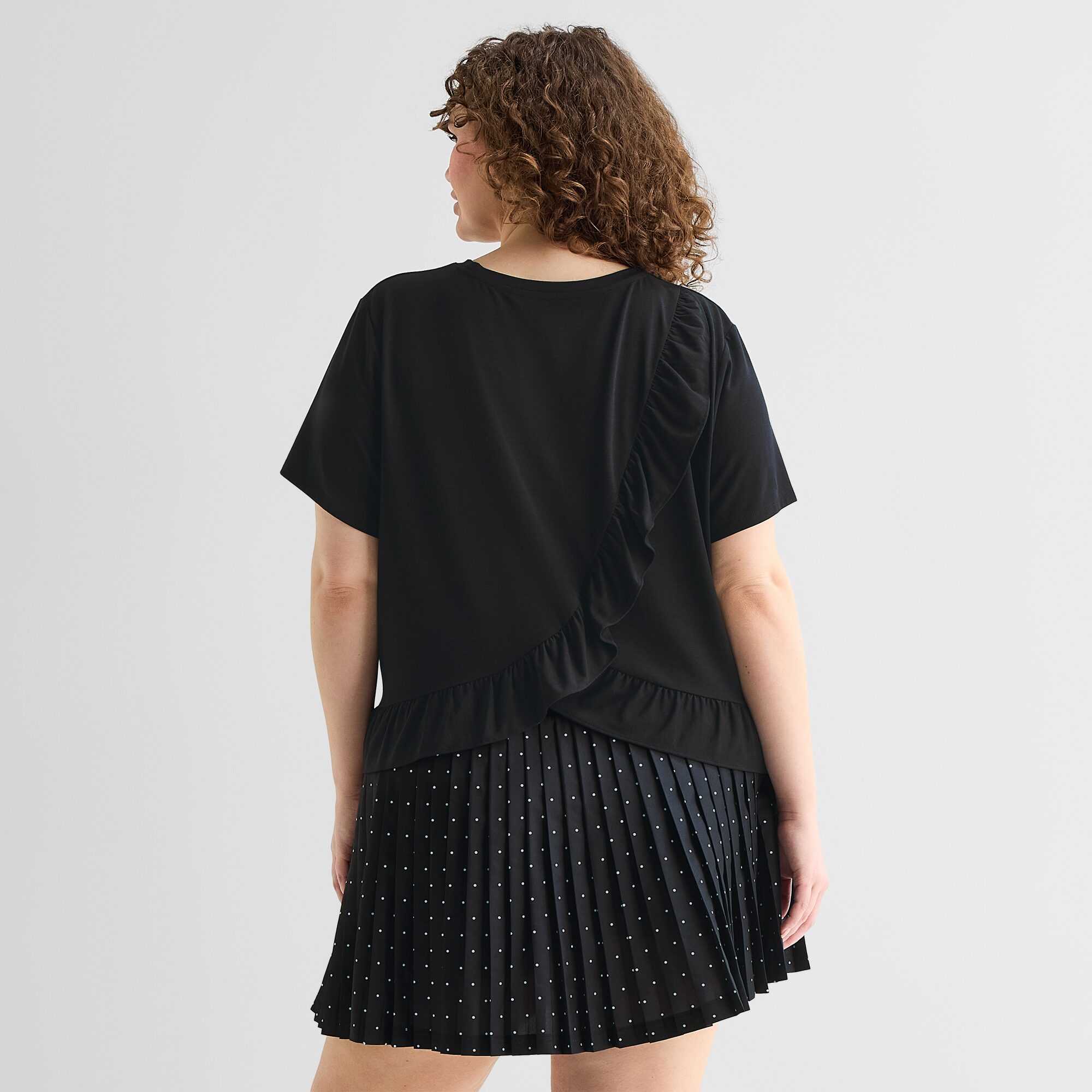 Xersion Ruffle Womens Short Sleeve Active Plus T-Shirt