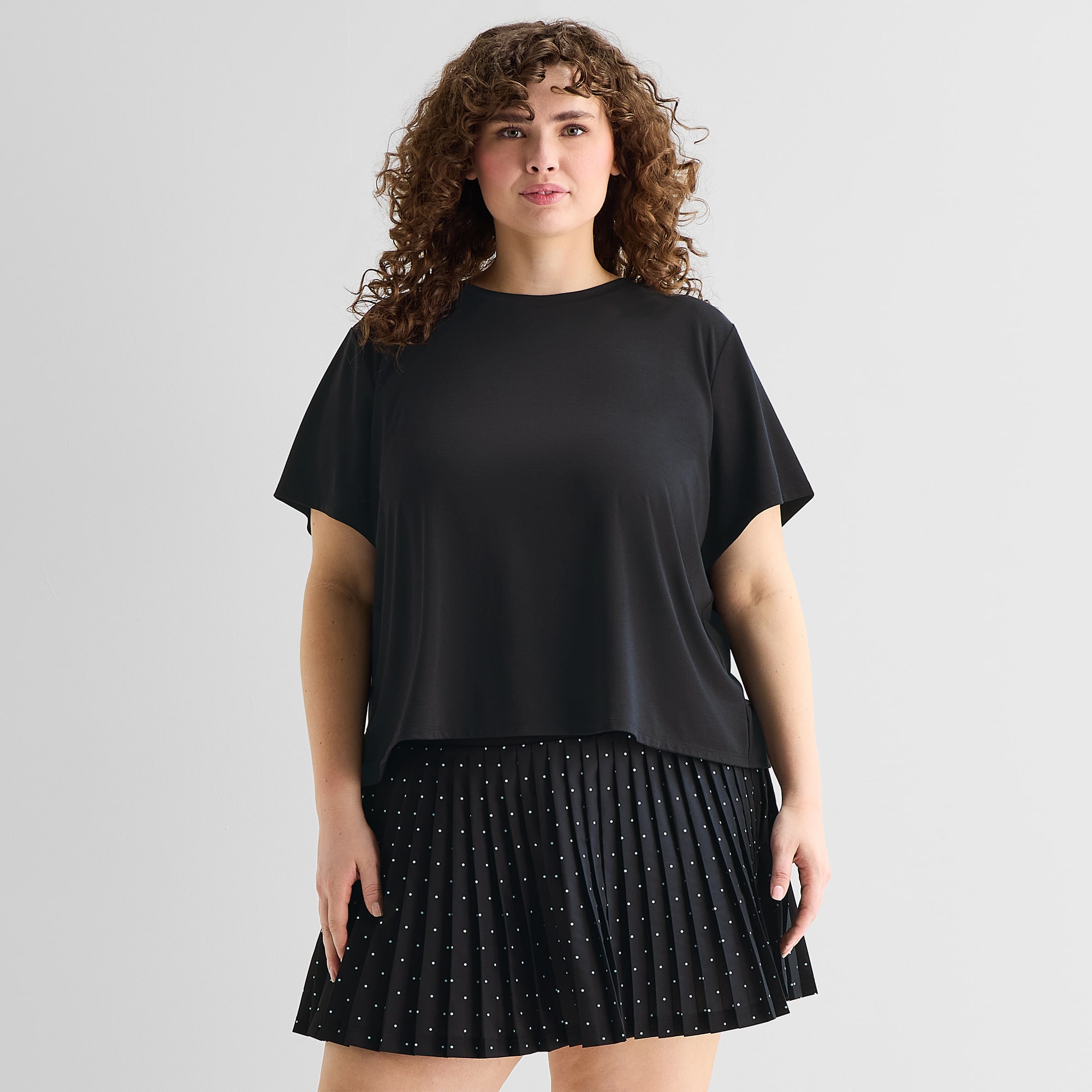 Xersion Ruffle Womens Short Sleeve Active Plus T-Shirt