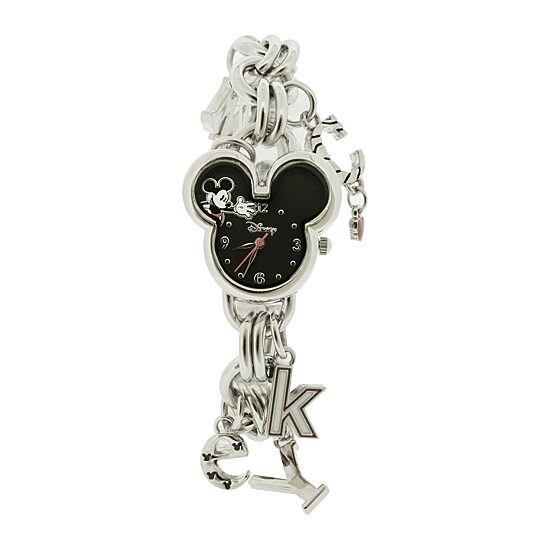 Disney Mickey Mouse Silver-Tone Charm Bracelet Watch