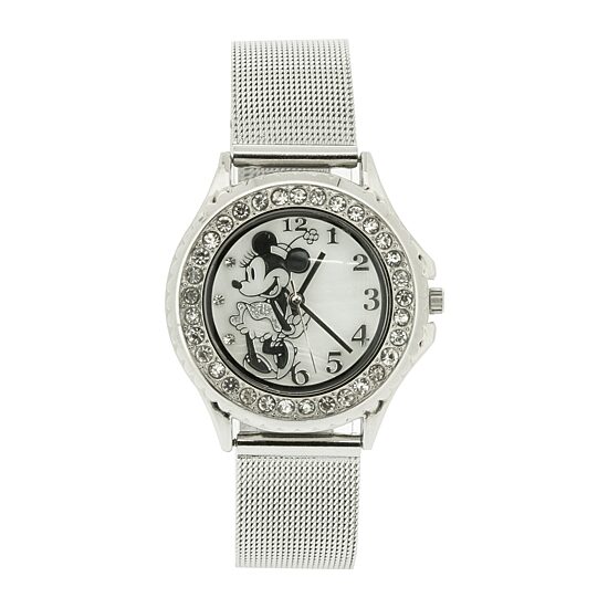 Disney Minnie Mouse Character Print Stainless Steel Bracelet Watch