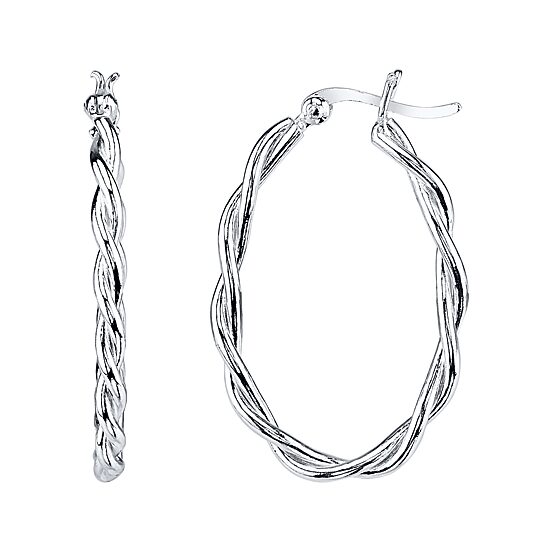Sterling Silver Twisted Hoop Earrings